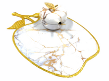 Load image into Gallery viewer, Marble Fusion Apple Plate with Honey Jar