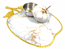 Load image into Gallery viewer, Marble Fusion Apple Plate with Honey Jar