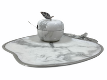 Load image into Gallery viewer, Marble Fusion Apple Plate with Honey Jar