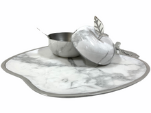Load image into Gallery viewer, Marble Fusion Apple Plate with Honey Jar