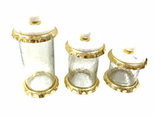 Load image into Gallery viewer, Large Glass Canister With Marble And Gold Lid