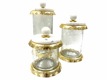 Load image into Gallery viewer, Small Glass Canister With Marble And Gold Lid