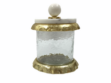Load image into Gallery viewer, Small Glass Canister With Marble And Gold Lid