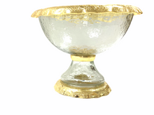 Load image into Gallery viewer, Glass Footed Bowl with Gold Border