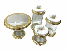 Load image into Gallery viewer, Glass Footed Bowl with Gold Border
