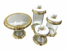 Load image into Gallery viewer, Glass Footed Bowl with Gold Border