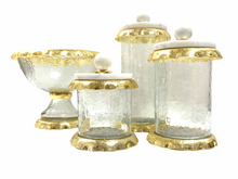 Load image into Gallery viewer, Small Glass Canister With Marble And Gold Lid