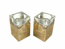 Load image into Gallery viewer, Crystal with Gold Metalwork Tea light Holders