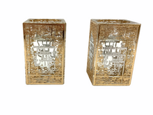 Load image into Gallery viewer, Crystal with Metalwork Tea light Holders - &quot;Le&#39;Kavod Shabbat Kodesh&quot;
