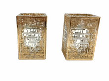 Load image into Gallery viewer, Crystal with Metalwork Tea light Holders - "Le'Kavod Shabbat Kodesh"