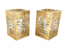 Load image into Gallery viewer, Crystal with Metalwork Tea light Holders - "Le'Kavod Shabbat Kodesh"