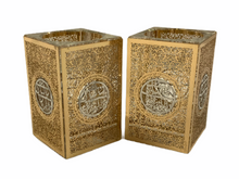 Load image into Gallery viewer, Crystal with Gold/Silver Metalwork Tea light Holders - "Shabbat Kodesh"
