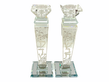 Load image into Gallery viewer, Crystal Candlesticks with Metalwork (Shabbat Kodesh)
