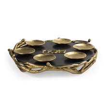 Load image into Gallery viewer, Black & Gold Marble Seder Plate By Quest