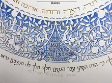 Load image into Gallery viewer, Blue Silhouette Ketubah By Mickie Caspi