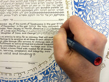 Load image into Gallery viewer, Blue Silhouette Ketubah By Mickie Caspi