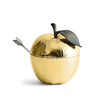 Load image into Gallery viewer, Apple Honey Pot w/ Spoon Goldtone by Michael Aram