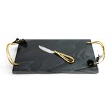 Load image into Gallery viewer, Calla Lily Midnight Cheese Board w/ Knife By Michael Aram