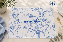Load image into Gallery viewer, Blue Victorian Shana Tova Challah Cover
