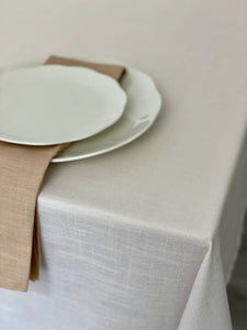 Ivory Burlap Tablecloth- Spill Proof 70 x 144