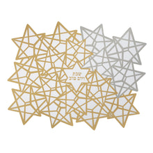 Load image into Gallery viewer, Gold and Silver Star Challah Cover
