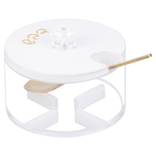 Load image into Gallery viewer, Lucite Honey Dish with Embroidered Leatherette Cover
