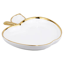 Load image into Gallery viewer, Porcelain Apple Shaped Dish with Gold Trim
