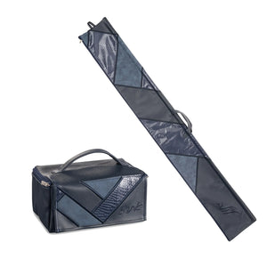 Patchwork Leather Esrog and Lulav Bag Set- Navy