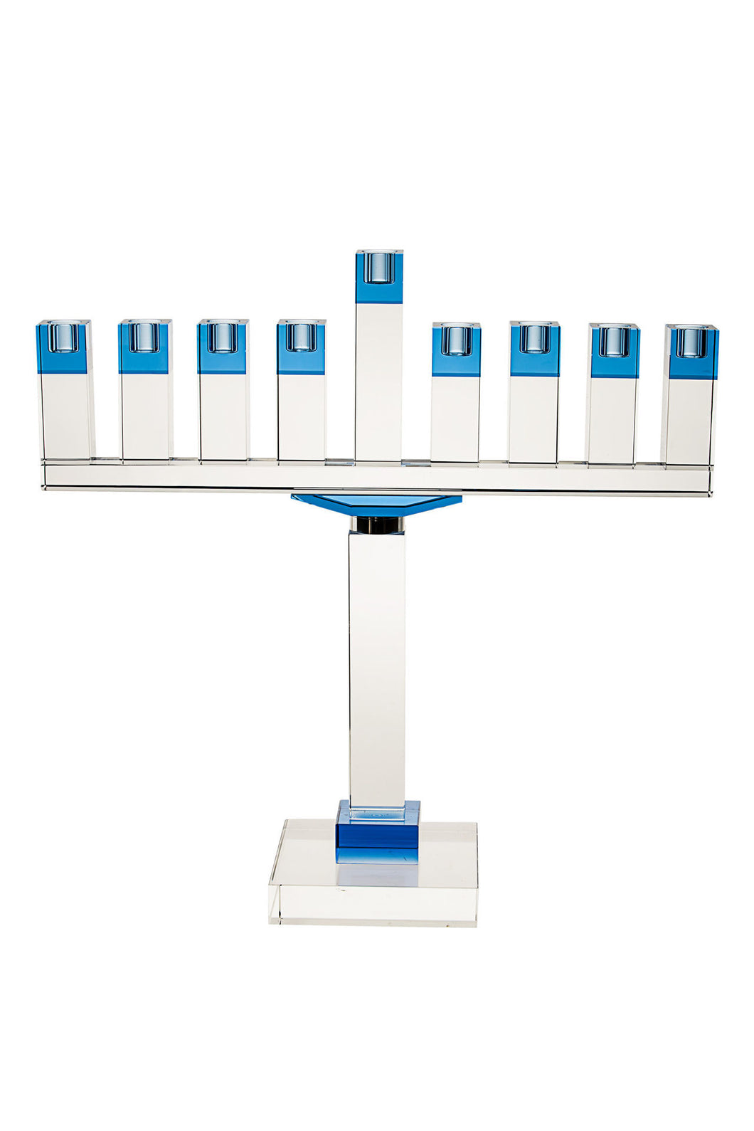 Large Crystal Menorah With Blue Accents
