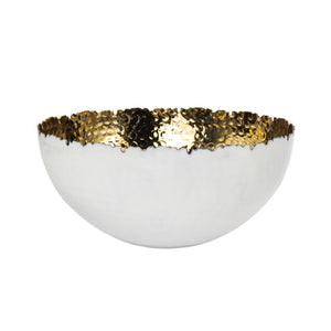White and Gold 10.5" Salad Bowl