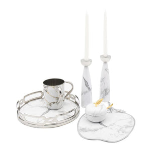 Marble Candlesticks With Matching Tray