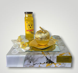 Mini Gold Apple Honey Dish Gift Set