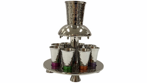 Hammered Kiddush Fountain with Colored Rings
