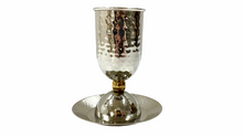 Load image into Gallery viewer, Hammered Kiddush Cup with small ball stem
