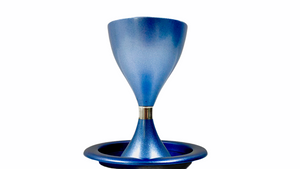 Blue Anodized Stemmed Kiddush Cup
