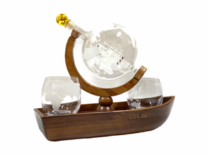 Decanter Boat Set with two glasses