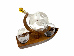 Decanter Boat Set with two glasses