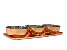 Load image into Gallery viewer, Hammered Tray With 3 Copper Bowls by Godinger

