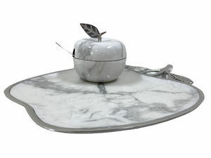Marble Fusion Apple Plate with Honey Jar