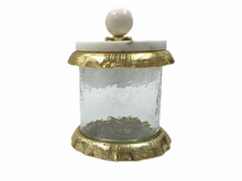 Load image into Gallery viewer, Small Glass Canister With Marble And Gold Lid
