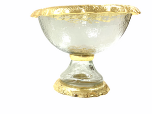 Glass Footed Bowl with Gold Border