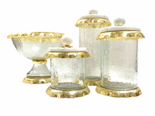 Load image into Gallery viewer, Large Glass Canister With Marble And Gold Lid
