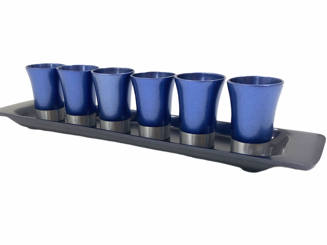 Anodized Blue Kiddush Cup Tray