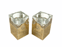 Load image into Gallery viewer, Crystal with Gold Metalwork Tea light Holders
