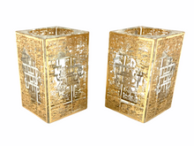 Load image into Gallery viewer, Crystal with Metalwork Tea light Holders - &quot;Le&#39;Kavod Shabbat Kodesh&quot;
