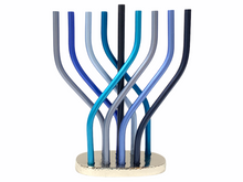 Load image into Gallery viewer, Blue Tube Menorah
