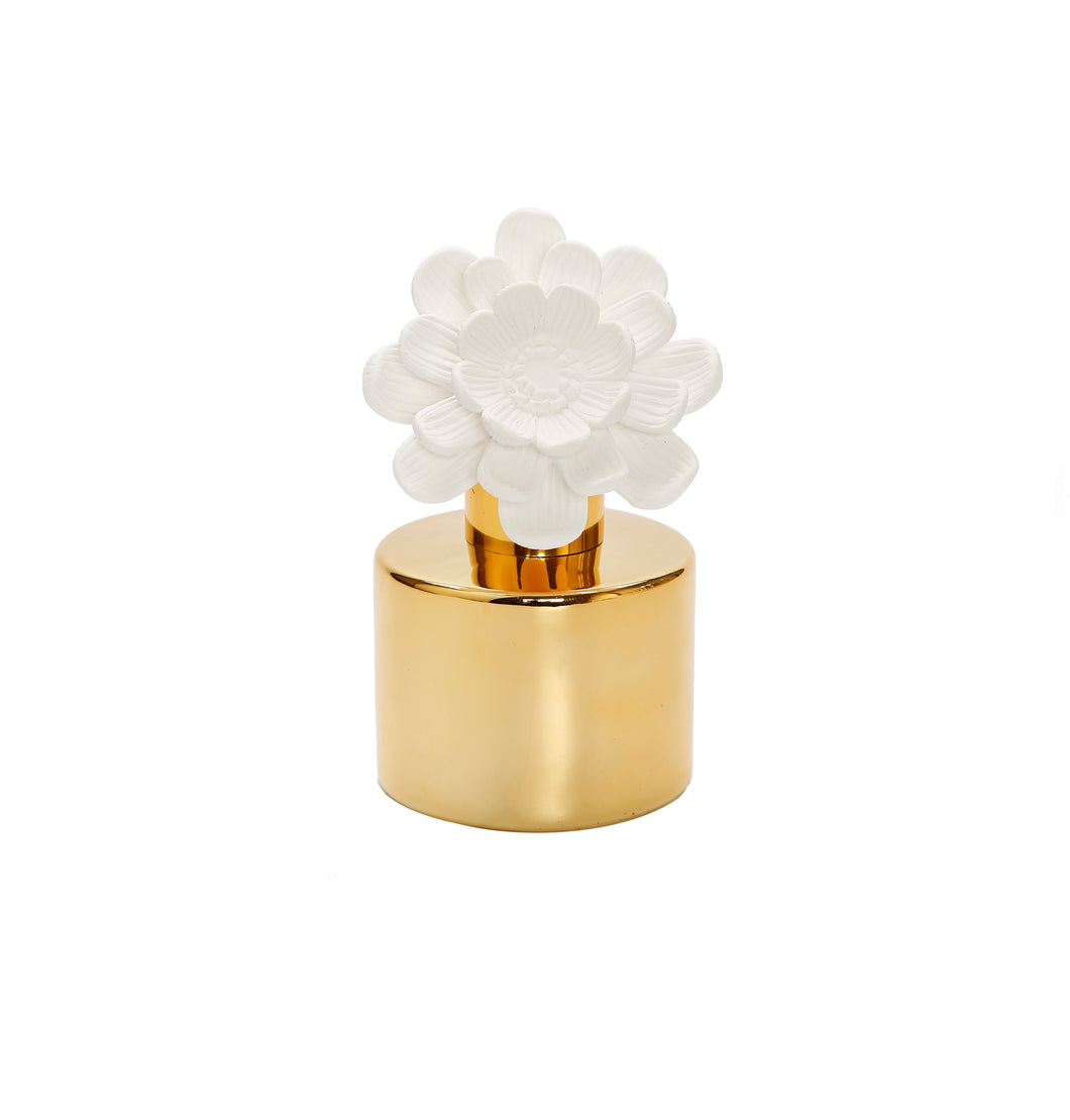 Gold Bottle Diffuser With White Peony Flower
