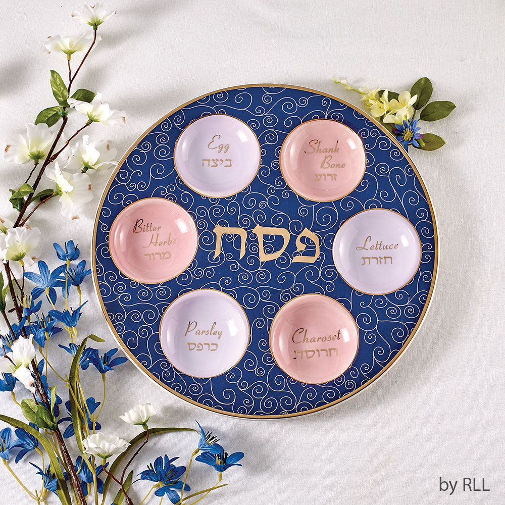 Classic Ceramic Seder Plate With Gold Accents