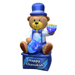 Inflatable Lawn Chanukah Themed Bear - 8' Tall