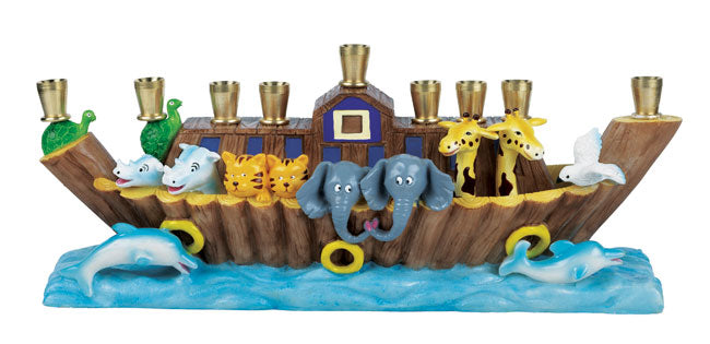 Sculptured Resin Noah's Ark Menorah